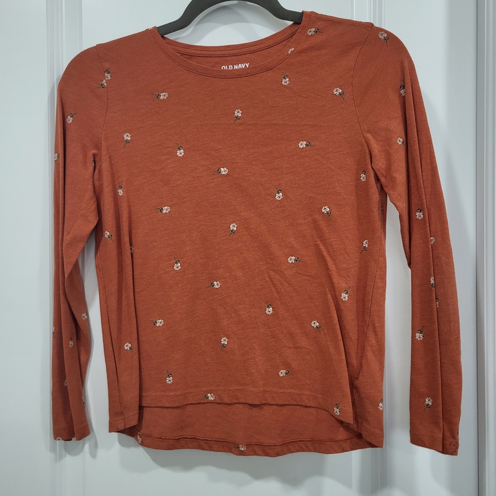 Old Navy Women's Floral Rust Long Sleeve Tee